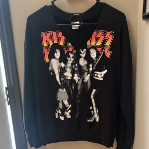 Kiss Band Black Graphic Sweatshirt